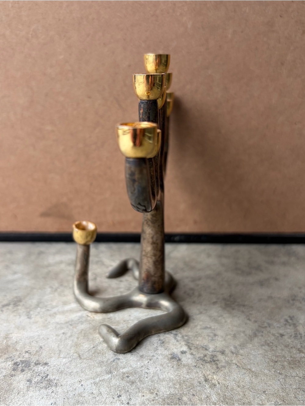 Vintage Sandra Kravitz by Jacob Rosenthal Brass Tree of Life Menorah Judaica - Picture 2 of 10